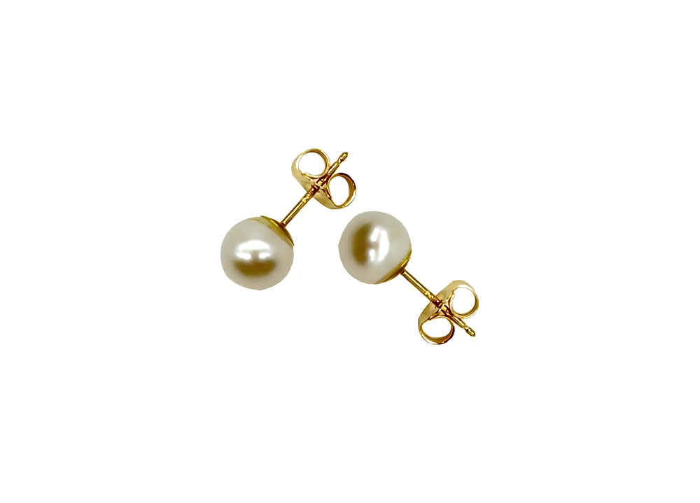 14K Broquel Perla Redonda
