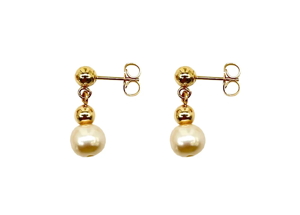 14K Aretes Perla Potato C/Bola 1X