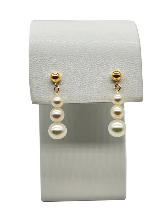 Aretes Cz Perla Colgante Oro Kts